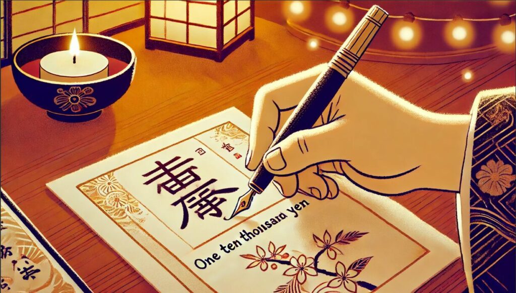中袋の書き方：一万円の場合の例