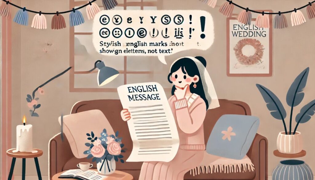 英語メッセージの句読点マナー 結婚 おめでとう 英語 プレート