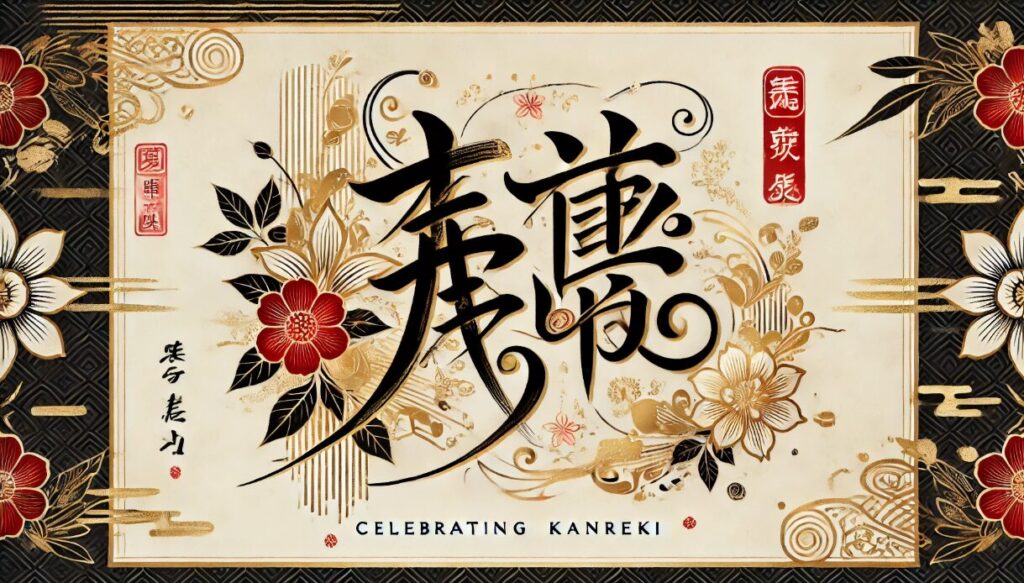 祝還暦 文字を工夫して華やかに 色紙 デザイン