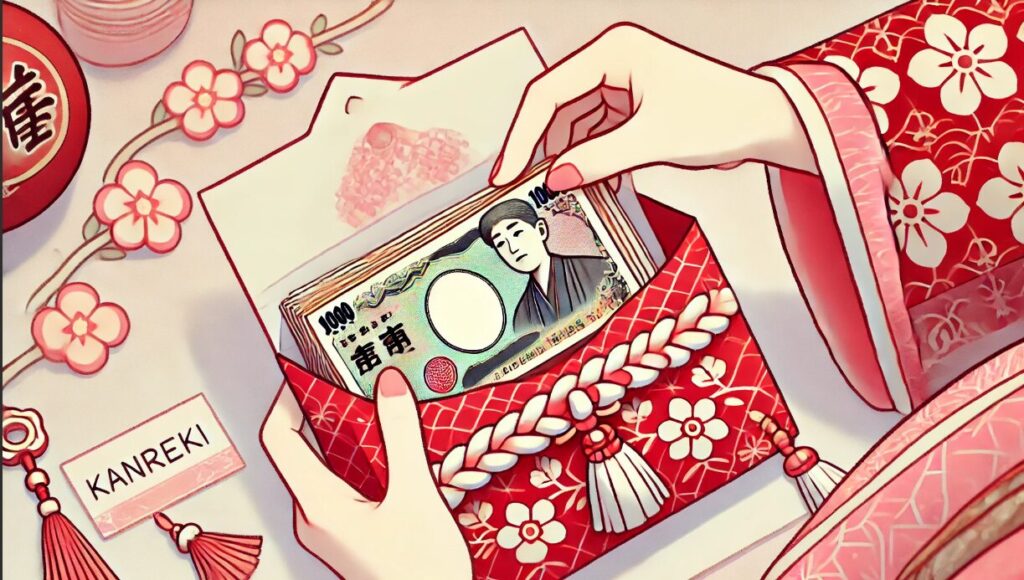 お金の正しい入れ方と向きの注意点　還暦祝い　のし袋