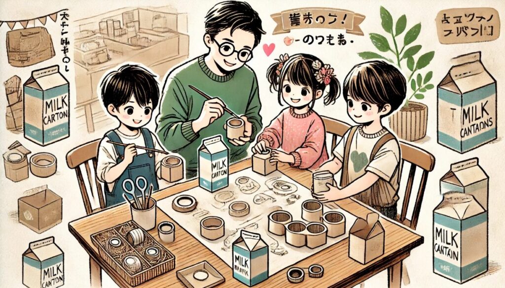 牛乳パック活用法 父の日 製作 2歳児 コースター