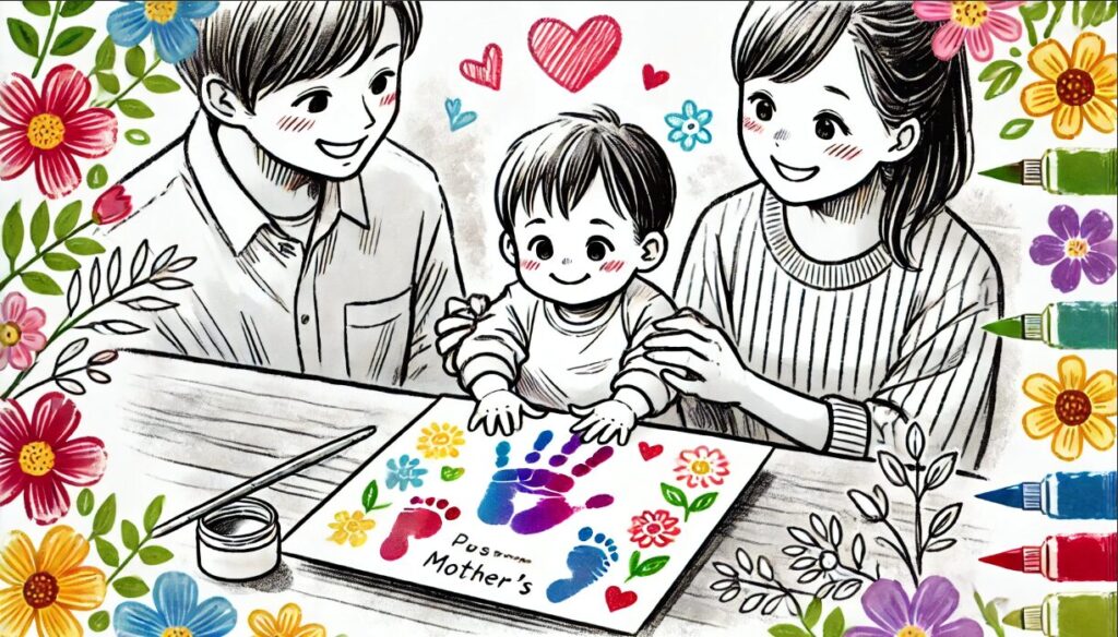 成長記録にもなる手形・足形アート 母の日 製作 4歳児