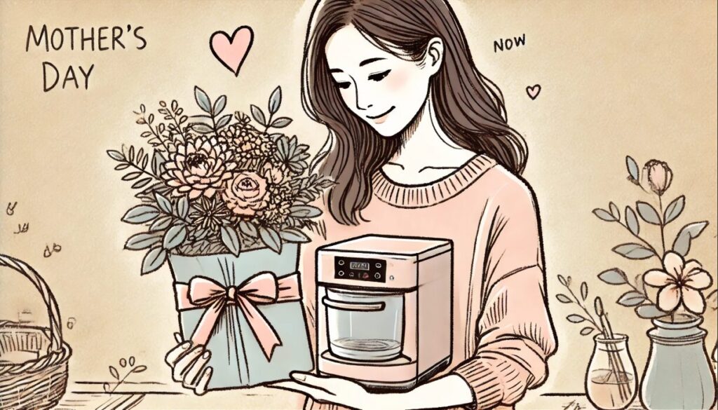 家電と組み合わせた造花ギフト例 母の日 造花 失礼