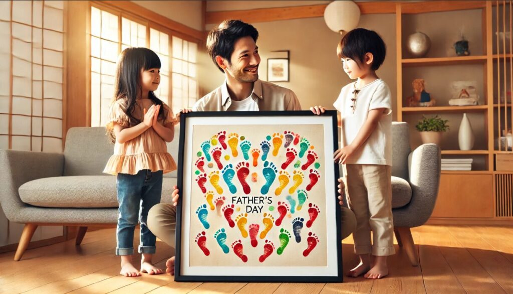 父の日におすすめの足形アートデザイン 父の日 手形 アート 兄弟 手作り　テンプレート