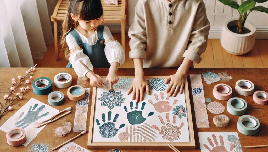 兄弟手形アートをおしゃれに仕上げるコツ 父の日 手形 アート 兄弟 手作り　テンプレート