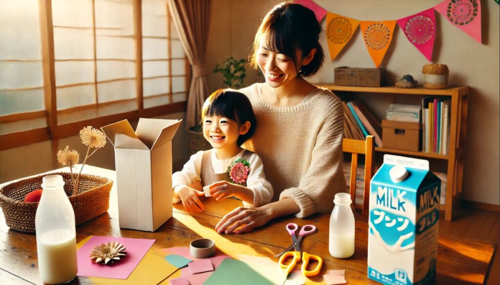 牛乳パックで作成する工作の魅力 父の日 製作 牛乳パック　キーホルダー