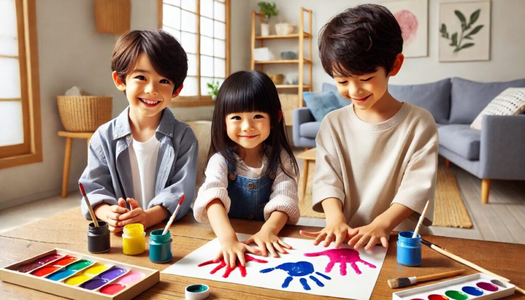 兄弟で作れるおしゃれな手形アート　父の日 手形 アート 兄弟 手作り　テンプレート