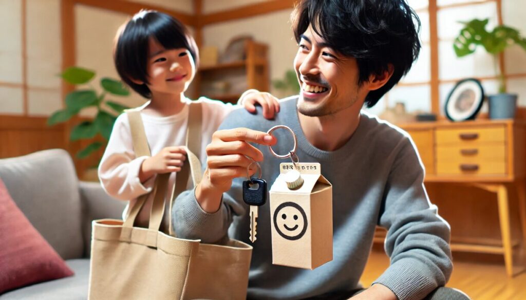 製作実用的なプレゼントとしての魅力 父の日 製作 牛乳パック　キーホルダー
