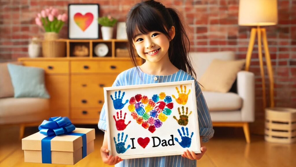 父の日プレゼントに最適な手形アイデア 父の日 手形 アート 兄弟 手作り　テンプレート