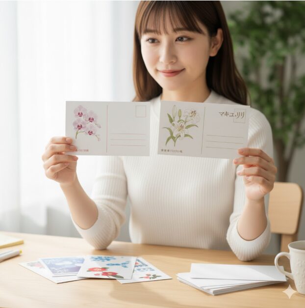 官製はがき(通常はがき)の胡蝶蘭とヤマユリの違いは何ですか? 寒中見舞いのハガキの種類