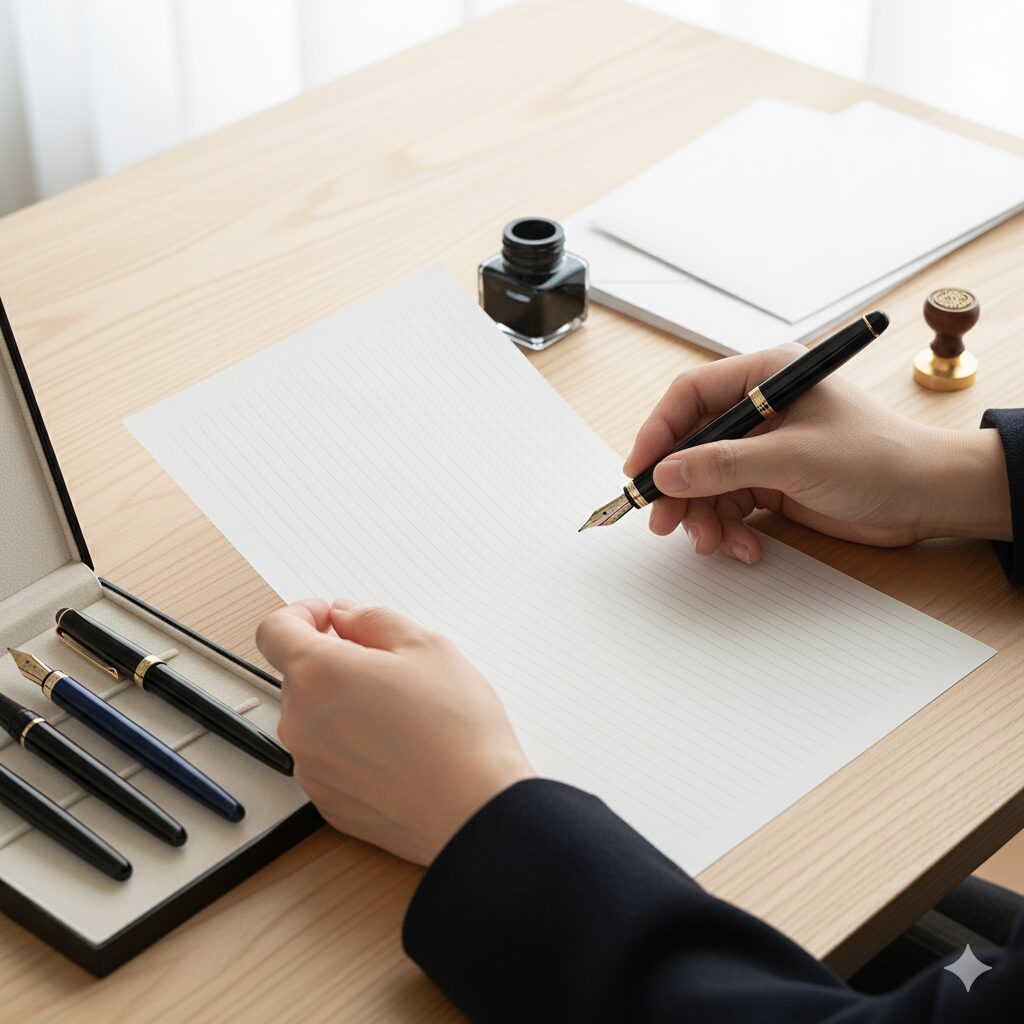 便箋とペンの選び方：縦書きが基本　恩師への手紙