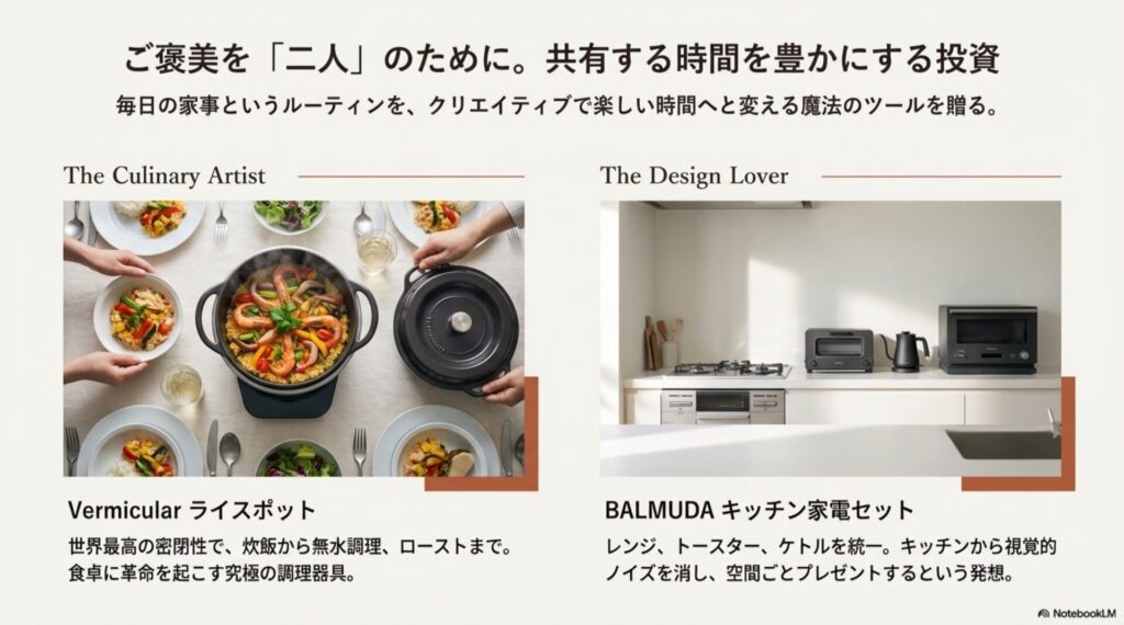 ご褒美を「二人」のために。共有する時間を豊かにする投資。VermicularライスポットとBALMUDAキッチン家電セット。