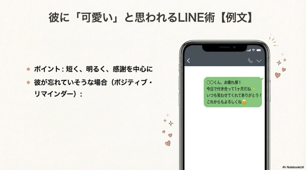 彼氏に重いと思われない1ヶ月記念日のLINEメッセージ例文とポイント
