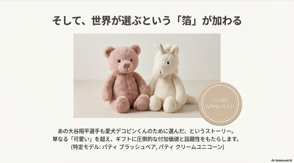 大谷翔平選手に関連して話題になったメリーマイヤーのパティブラッシュベアとクリームユニコーン。