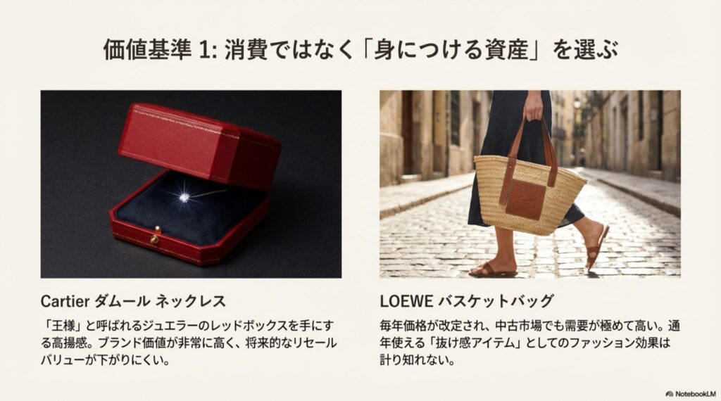 価値基準2：明日への活力を与える「精神的なご褒美」。Dior CLAIR D LUNE ネックレスとCELINE フォンポーチの紹介。