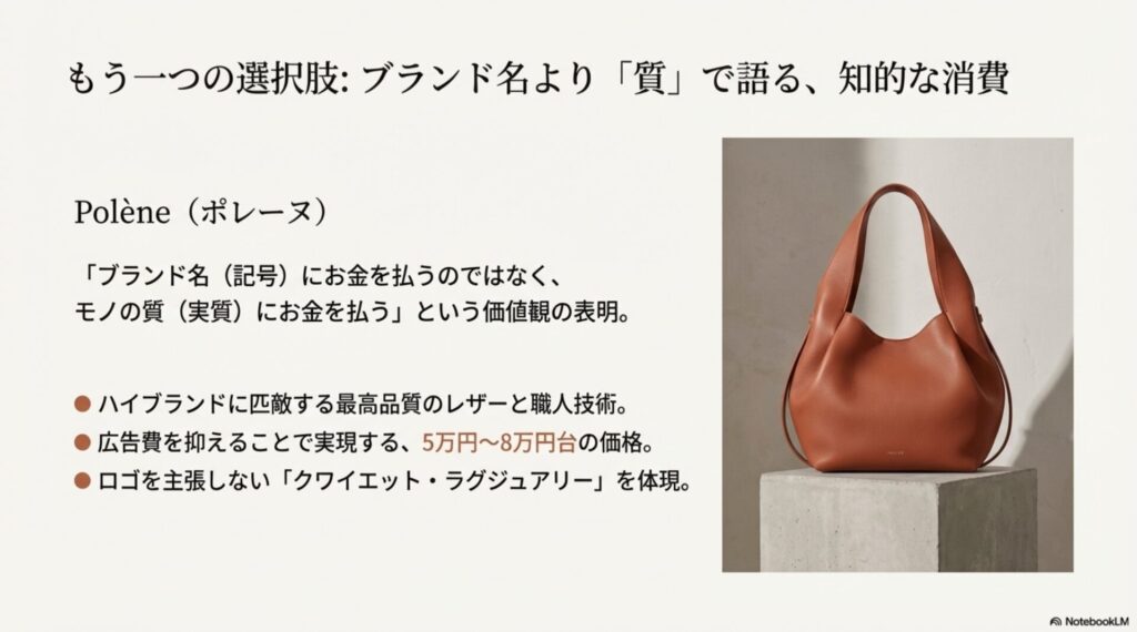 もう一つの選択肢：ブランド名より「質」で語る、知的な消費。Polène（ポレーヌ）のレザーバッグの紹介。