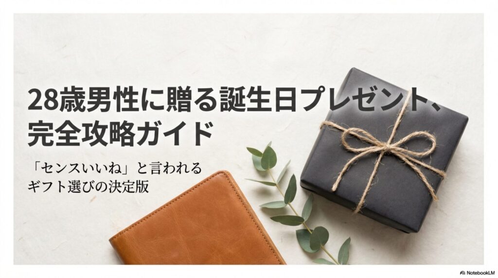 28歳男性に贈る誕生日プレゼント完全攻略ガイドの表紙スライド