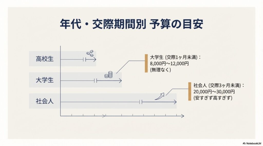 高校生、大学生、社会人の属性別に推奨されるプレゼントとデートの予算目安