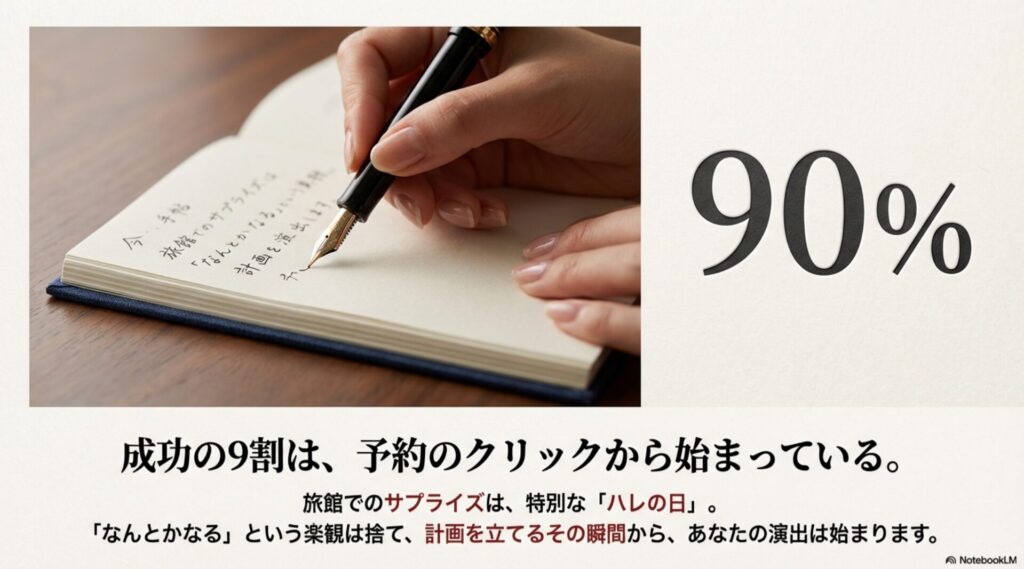 成功の9割は予約から始まる。なんとかなるという楽観を捨てて計画を立てる重要性