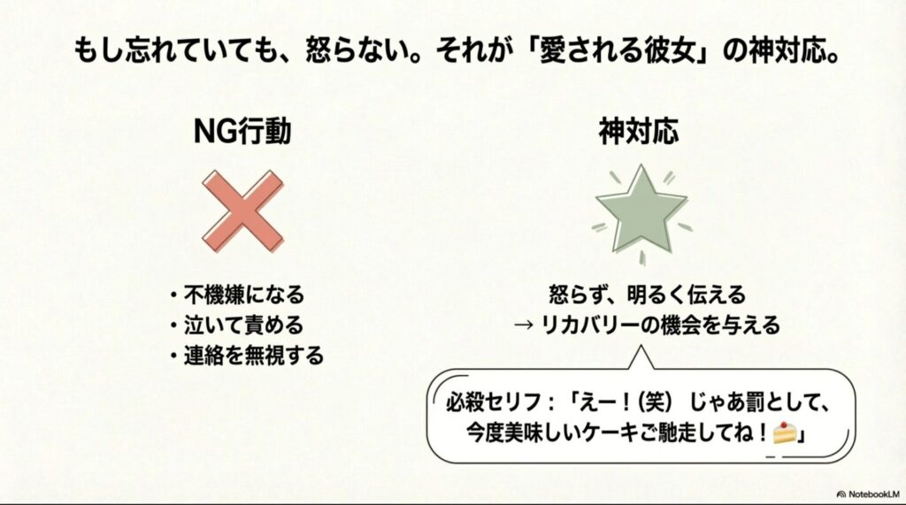 記念日を忘れられた時のNG行動と愛される神対応の比較