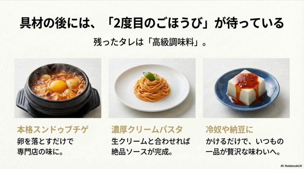 残ったキムチのタレで作るスンドゥブチゲやクリームパスタのアレンジレシピ