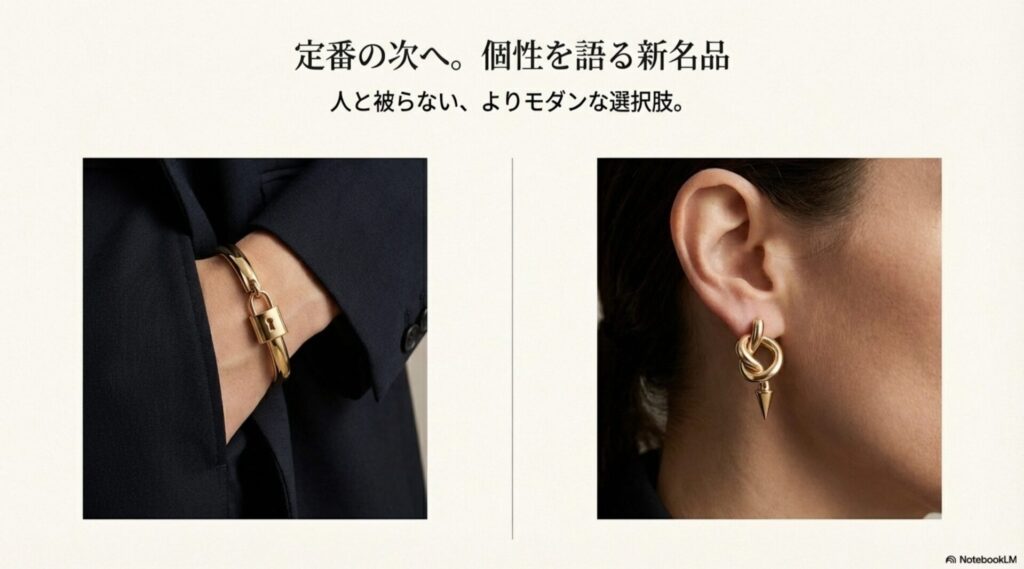 個性を表現する最新作ティファニーロックのバングルとノットのピアス