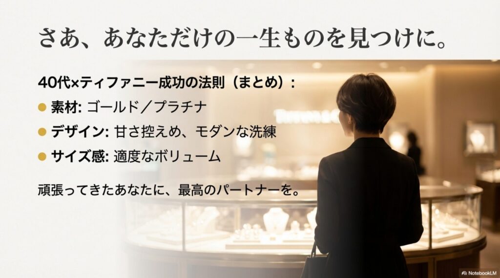 40代×ティファニー成功の法則まとめ。素材・デザイン・サイズ感のポイント