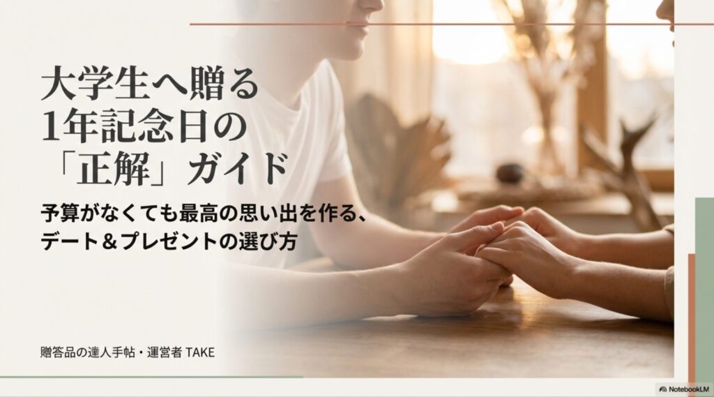 大学生へ贈る1年記念日の「正解」ガイド。予算がなくても最高の思い出を作るデートとプレゼントの選び方。