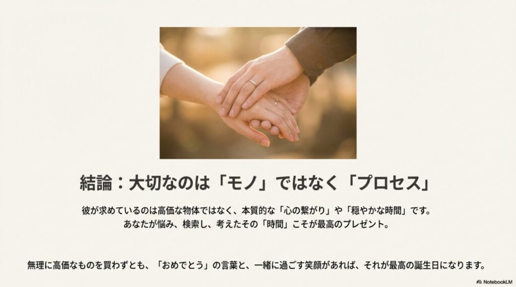 誕生日は高価なモノではなく、相手を想うプロセスと心の繋がりが最高のプレゼント