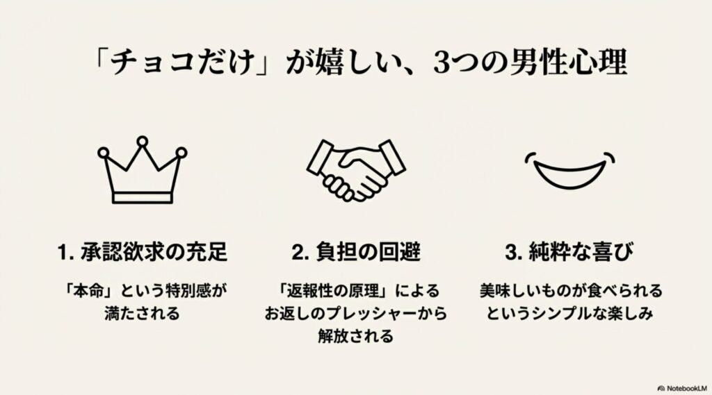 チョコだけでも嬉しい男性心理：承認欲求の充足、負担の回避、純粋な喜び