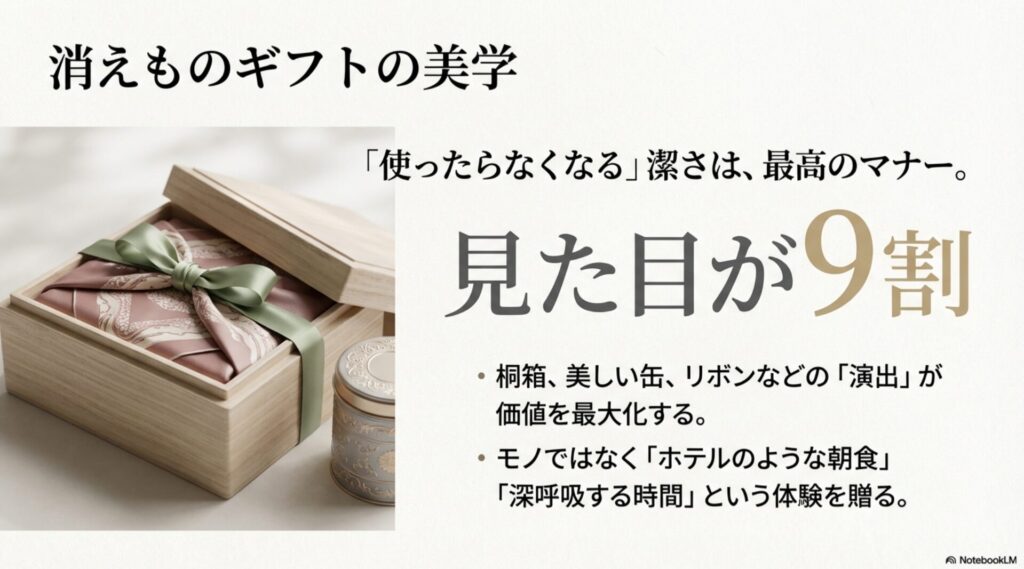 桐箱やリボンなどの演出とホテルのような朝食体験を贈る消えものギフトの美学