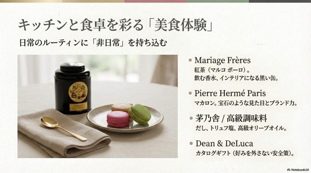 マリアージュフレールの紅茶やピエールエルメのマカロンなどキッチンを彩る美食体験
