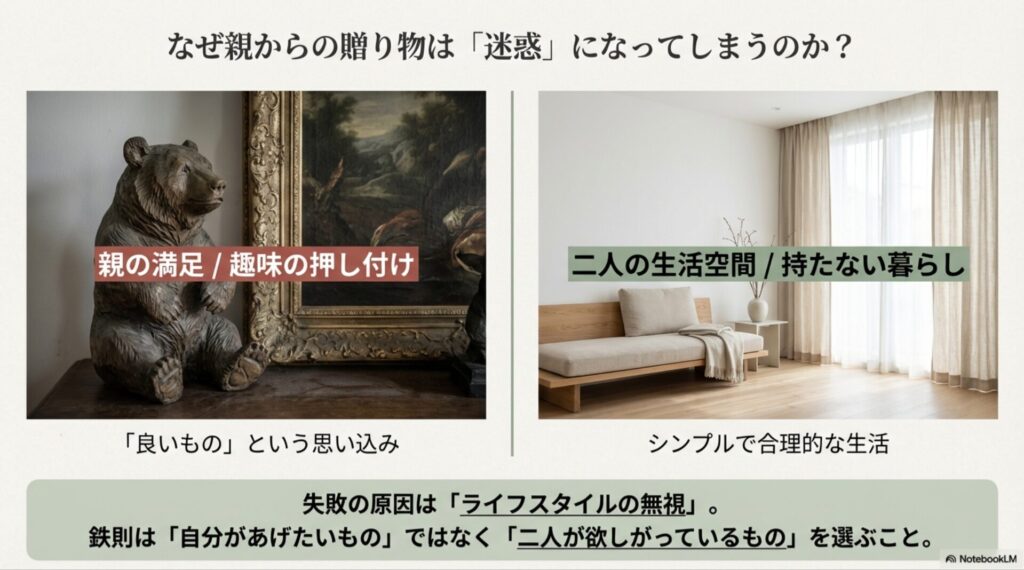 親からの贈り物が迷惑になる原因は趣味の押し付けやライフスタイルの無視