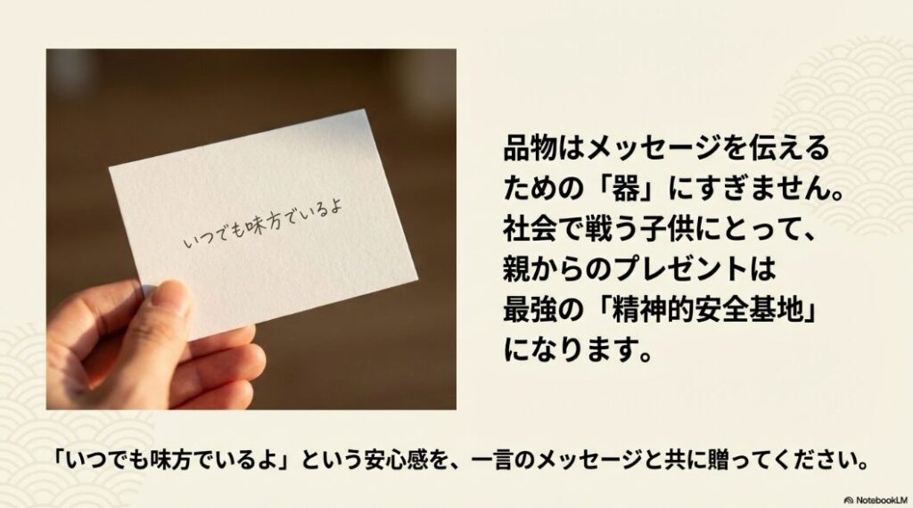 「いつでも味方でいるよ」というメッセージカードを持つ手