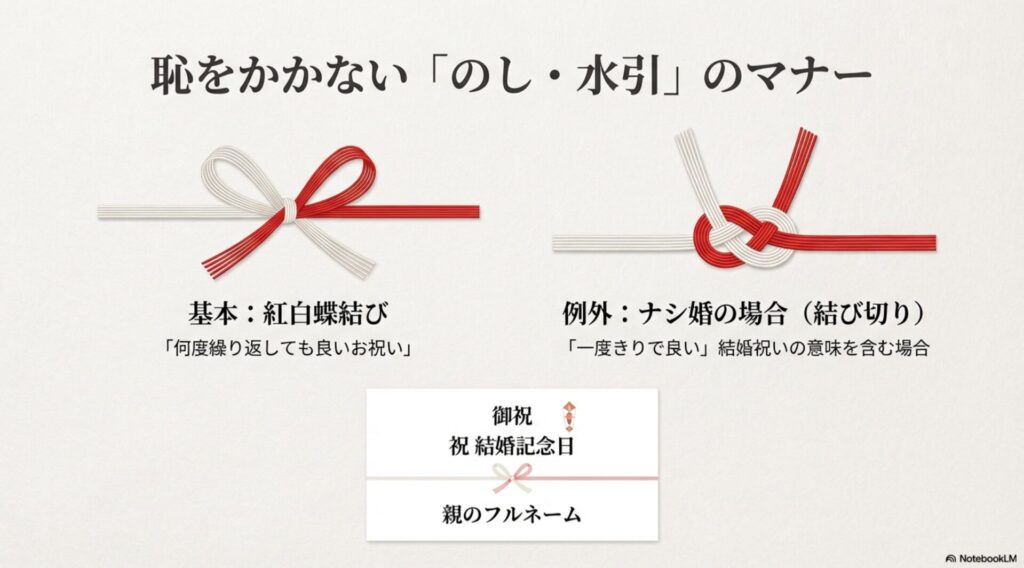 結婚記念日ののし・水引のマナー（紅白蝶結び）と表書きの書き方