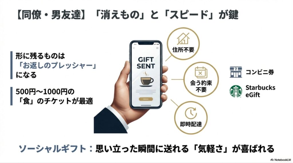 友達には「消えもの」と「スピード」が重要。500円〜1000円のスタバなどのソーシャルギフトが最適。