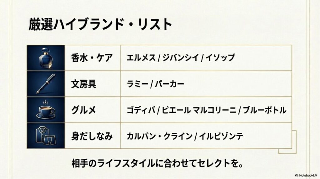 香水・ケア、文房具、グルメ、身だしなみの各カテゴリー別ハイブランドリストのまとめ