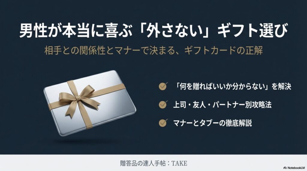 男性が本当に喜ぶ「外さない」ギフト選びのガイド表紙