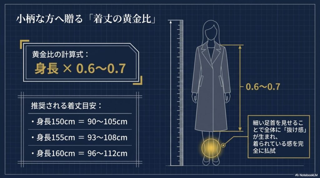 シームレス仕様、装飾の少ない首元、縦長シルエットなど、ダウンで着太りしないためのポイント。
