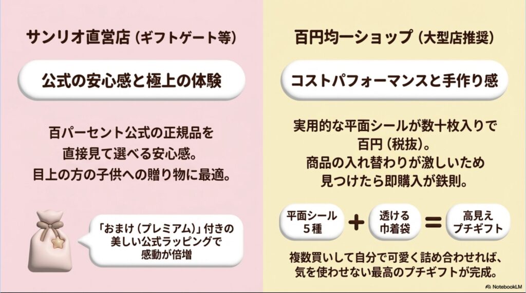 直営店のプレミアム付きラッピングと、100均シールを巾着袋で高見えさせるプチギフトの作り方