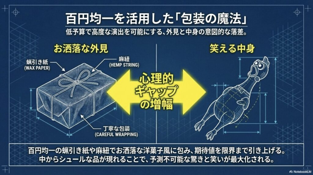 百円均一の蝋引き紙と麻紐を活用して外見と中身の心理的ギャップを増幅させる包装術