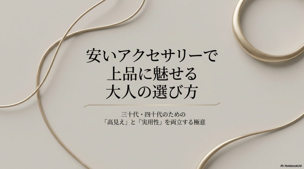30代・40代のための「高見え」と「実用性」を両立するアクセサリーの選び方ガイド。