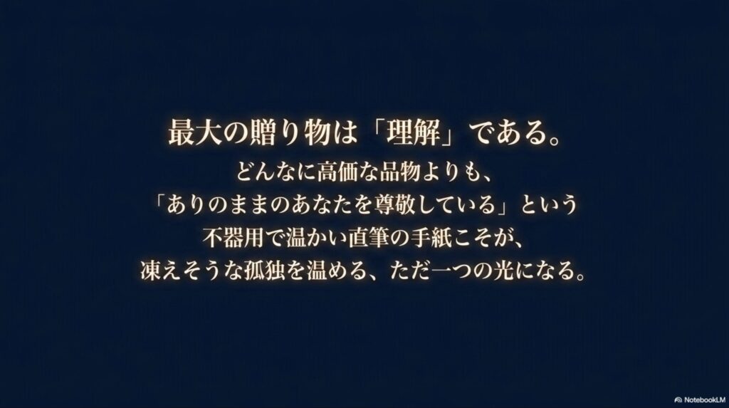 相手の行動特徴とその背景にある理由、それに対応する最適なプレゼントの選び方をまとめた早見表