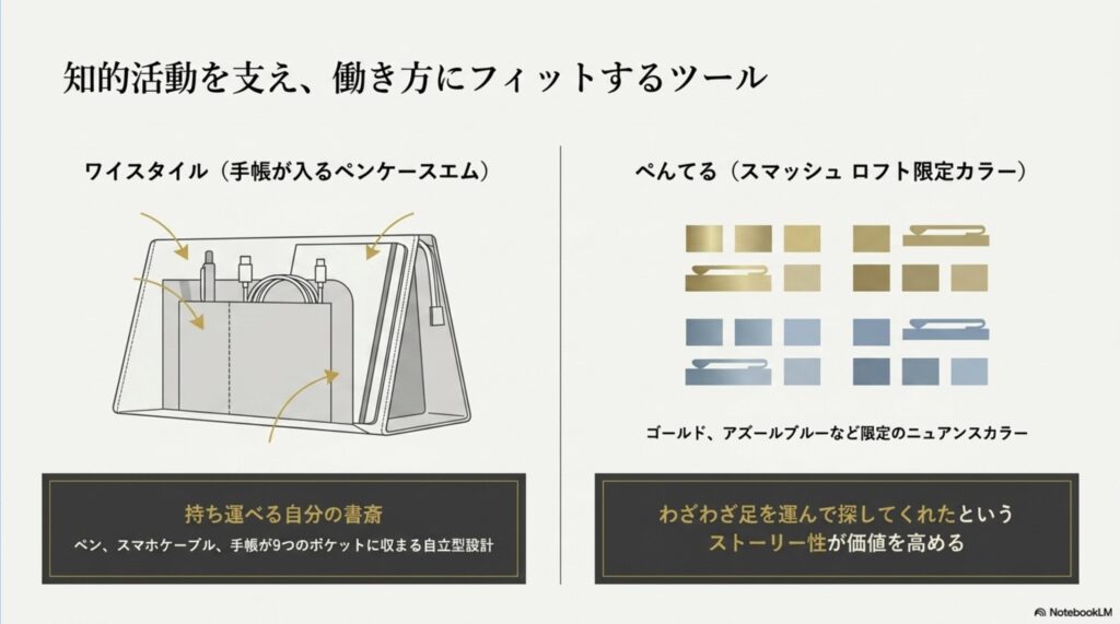 多様化する働き方にフィットする大容量の自立型ペンケースや、ロフト限定カラーのシャープペンシルなど男性向け文房具の紹介
