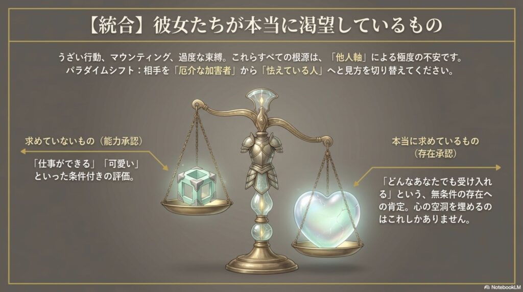 条件付きの能力評価ではなく、どんなあなたでも受け入れるという無条件の存在への肯定こそが、心の空洞を埋めるために求めているものであるという図解