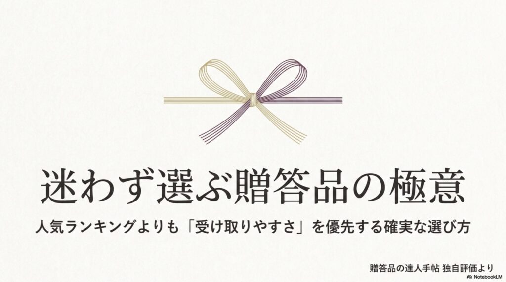 人気ランキングより受け取りやすさを優先する贈答品の選び方を示した表紙
