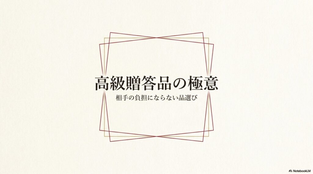 高級贈答品の極意と相手の負担にならない品選びを紹介するタイトル
