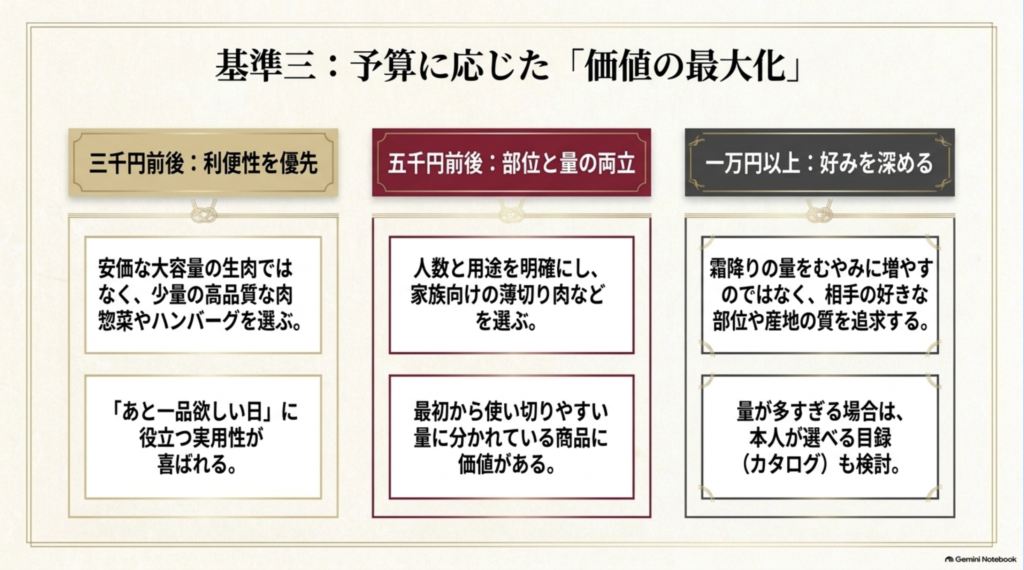 3000円前後・5000円前後・1万円以上の予算別に肉ギフトの選び方を比較