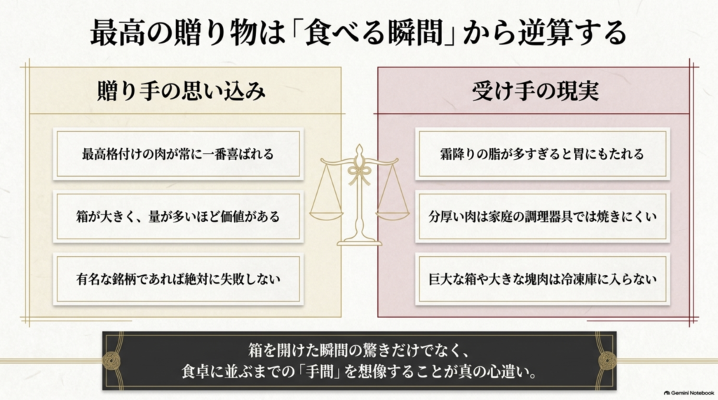 贈り手の思い込みと受け手の現実を比較し肉ギフトを食べる瞬間から考えるポイント
