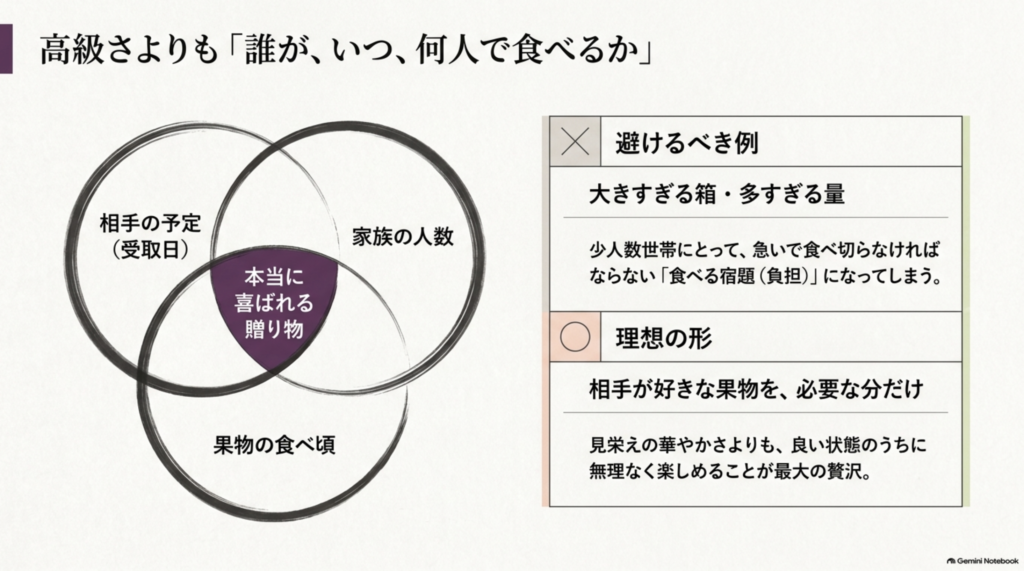 受取日・家族人数・果物の食べ頃から喜ばれる高級フルーツギフトを選ぶ考え方